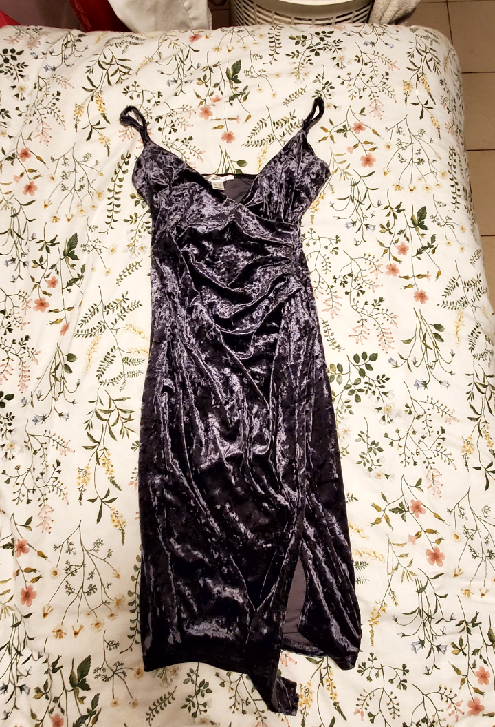Grey Velvet Dress
