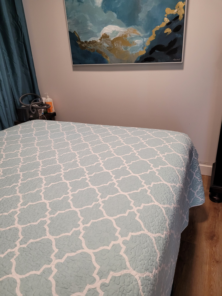 Turquoise & White Coverlet for Twin Bed thumbnail
