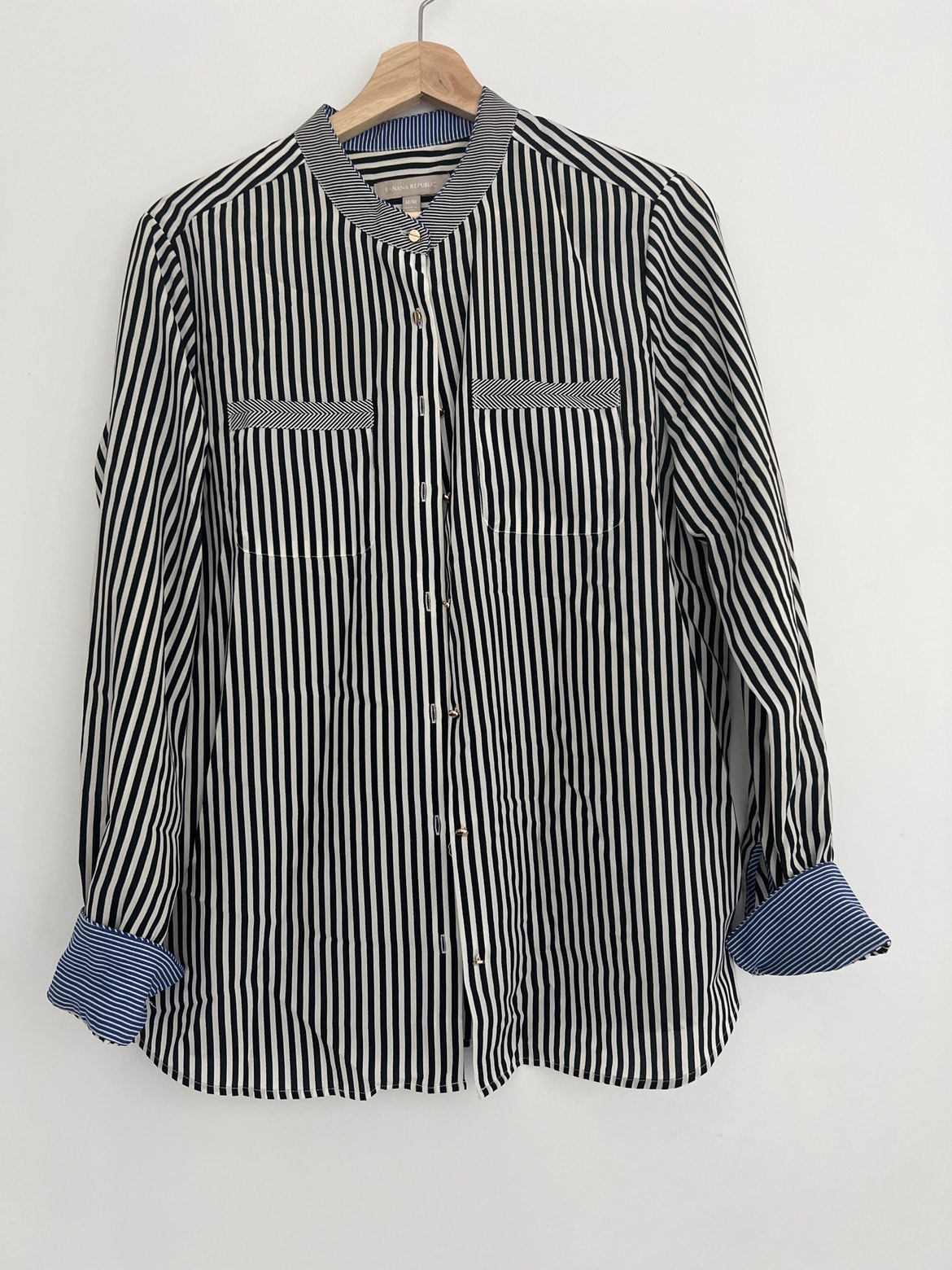 Banana Republic black/white striped blouse - M/M thumbnail