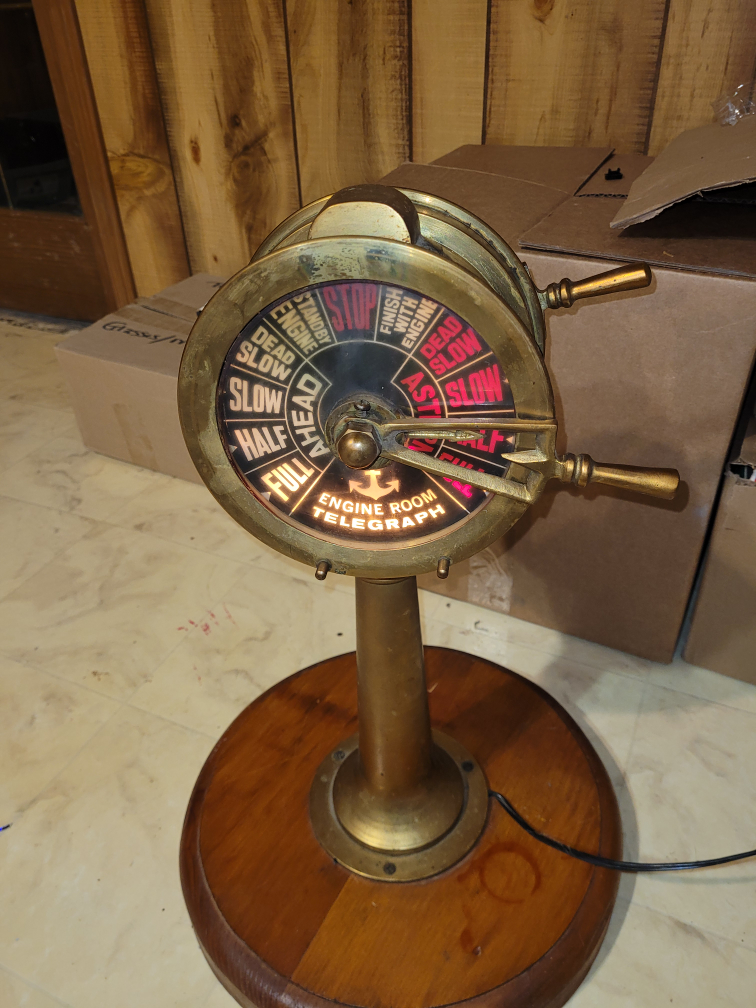 Table Top Solid Brass .Ship's Engine Room Telegraph 19" Tall