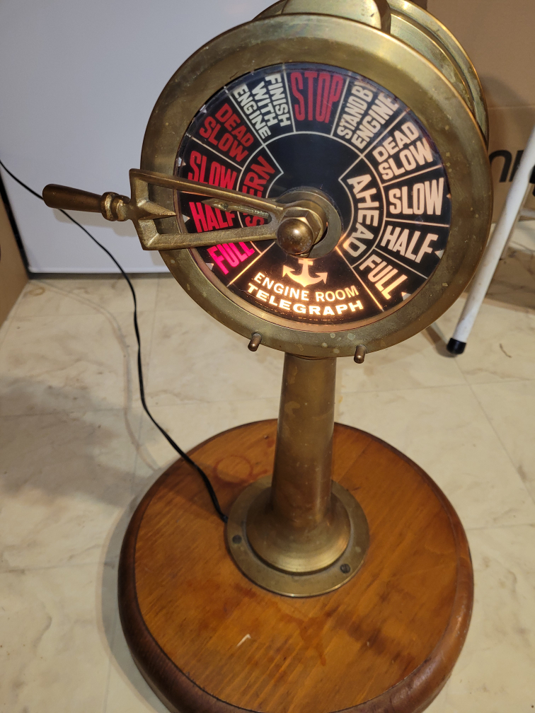 Table Top Solid Brass .Ship's Engine Room Telegraph 19" Tall - photo 2