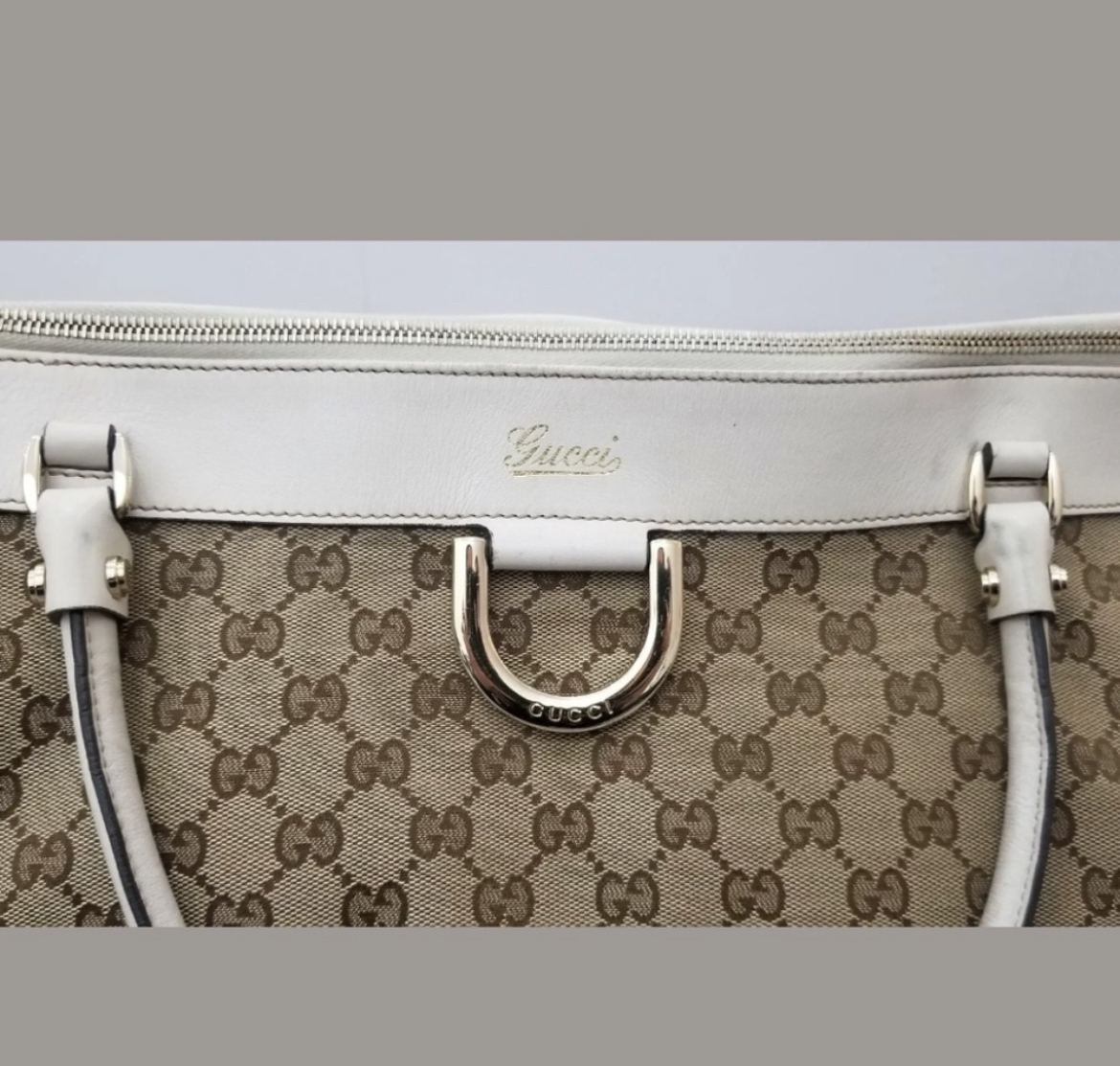 Gucci bag GG D Ring Canvas/Leather Tote (Beige/White) image indicator(2)