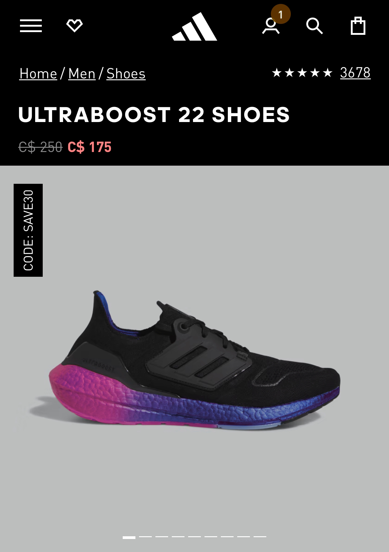 Adidas Ultraboost 22 (Men’s 11)(LNIB) image indicator(9)