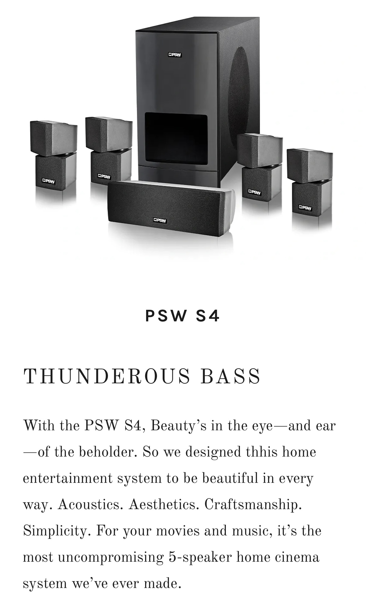 PSW S4 5.1 HD Home Theatre Cinema Surround Sound System - photo 3