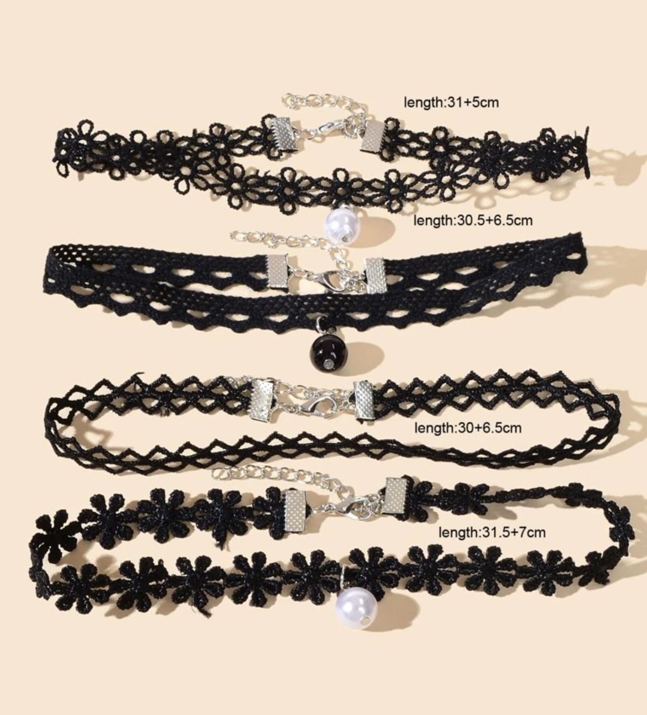 4pcs Faux Pearl Pendant Choker and Mini Minimalist Baguette Bag image indicator(2)