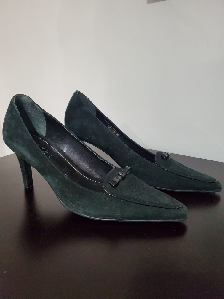 Lauren Ralph Lauren Hunter Green Suede Pump size 7B thumbnail