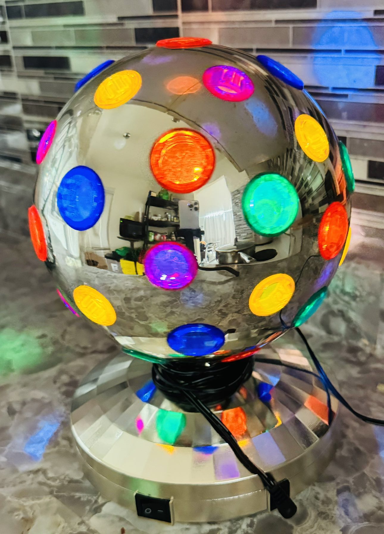 Multi Colored Spinning Disco Ball Party Light. thumbnail