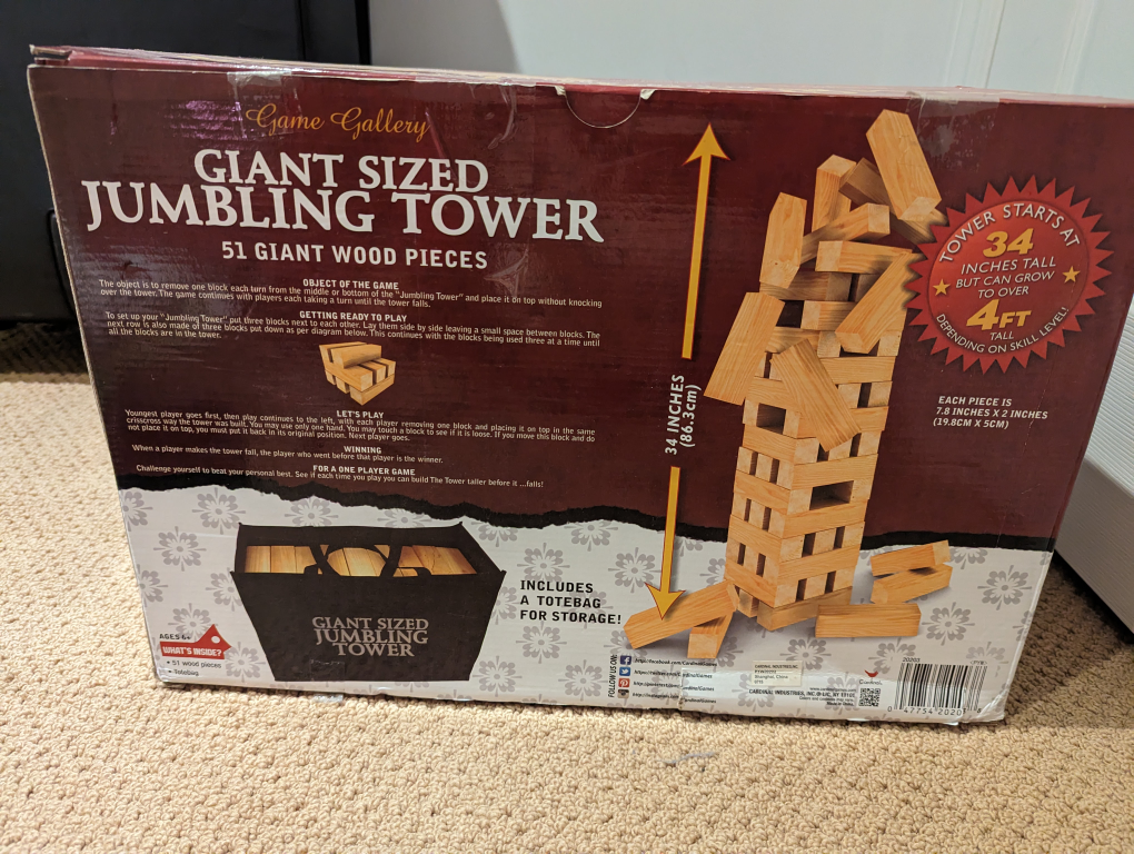 Giant sized jumbling tower