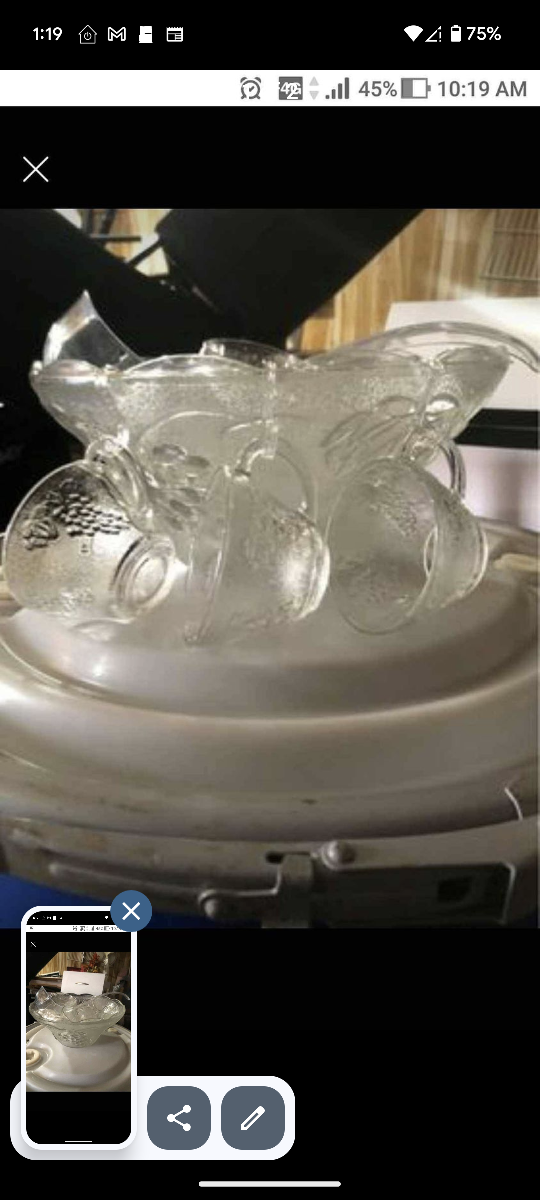 vintage punch  bowl with glasses ladle and cups - photo 2