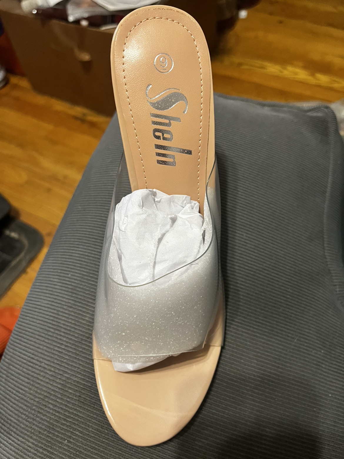 Brand new open toe strapless high heel shoe image indicator(3)