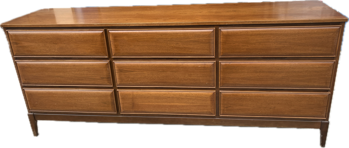 Mid century modern Walnut 9 drawer dresser thumbnail