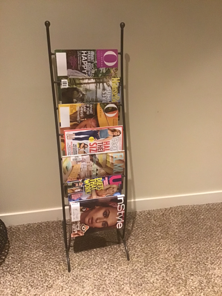 Stylish brushed chrome magazine rack