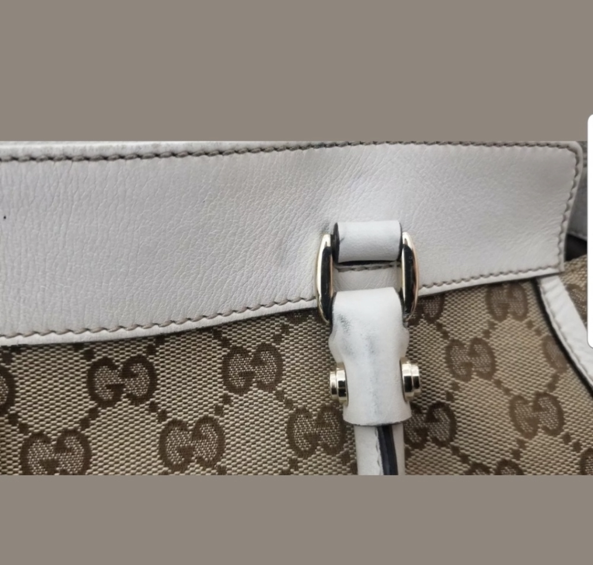 Gucci bag GG D Ring Canvas/Leather Tote (Beige/White) image indicator(6)