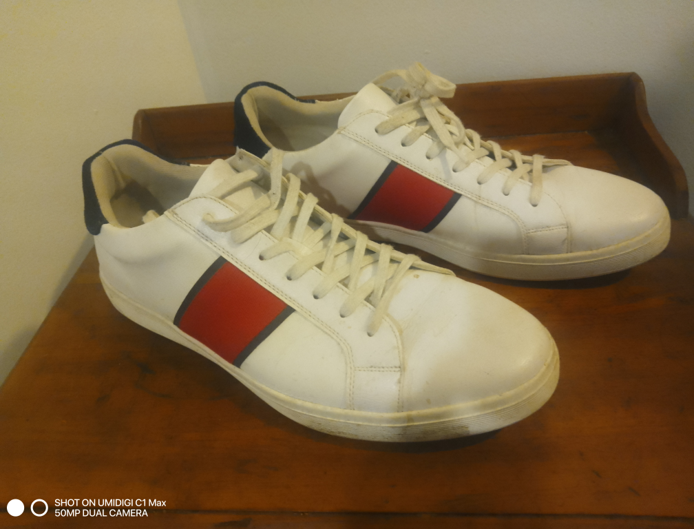 size 12 Aldo White with red and green stripes shoes thumbnail