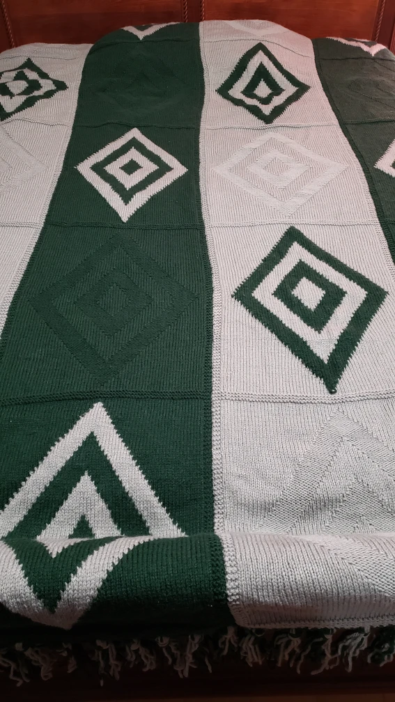 Large Queen Size Hand Knit Blanket thumbnail