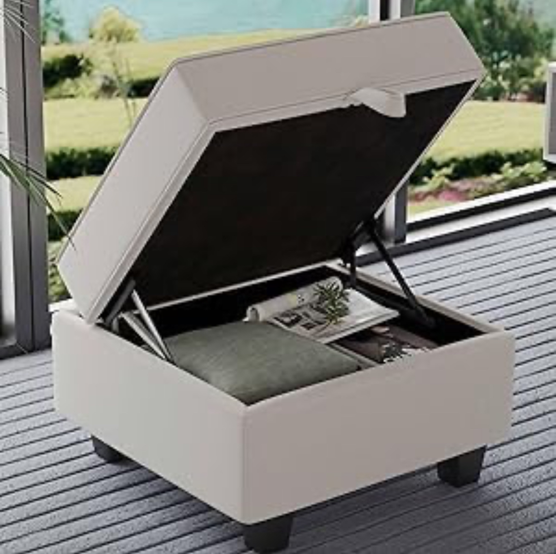 Willove Storage Ottoman in Light Beige - photo 2