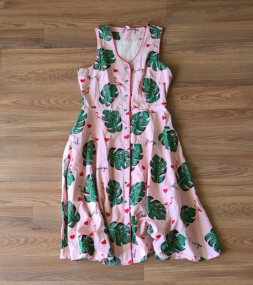 RARE Anthropologie flamingo button down dress XS