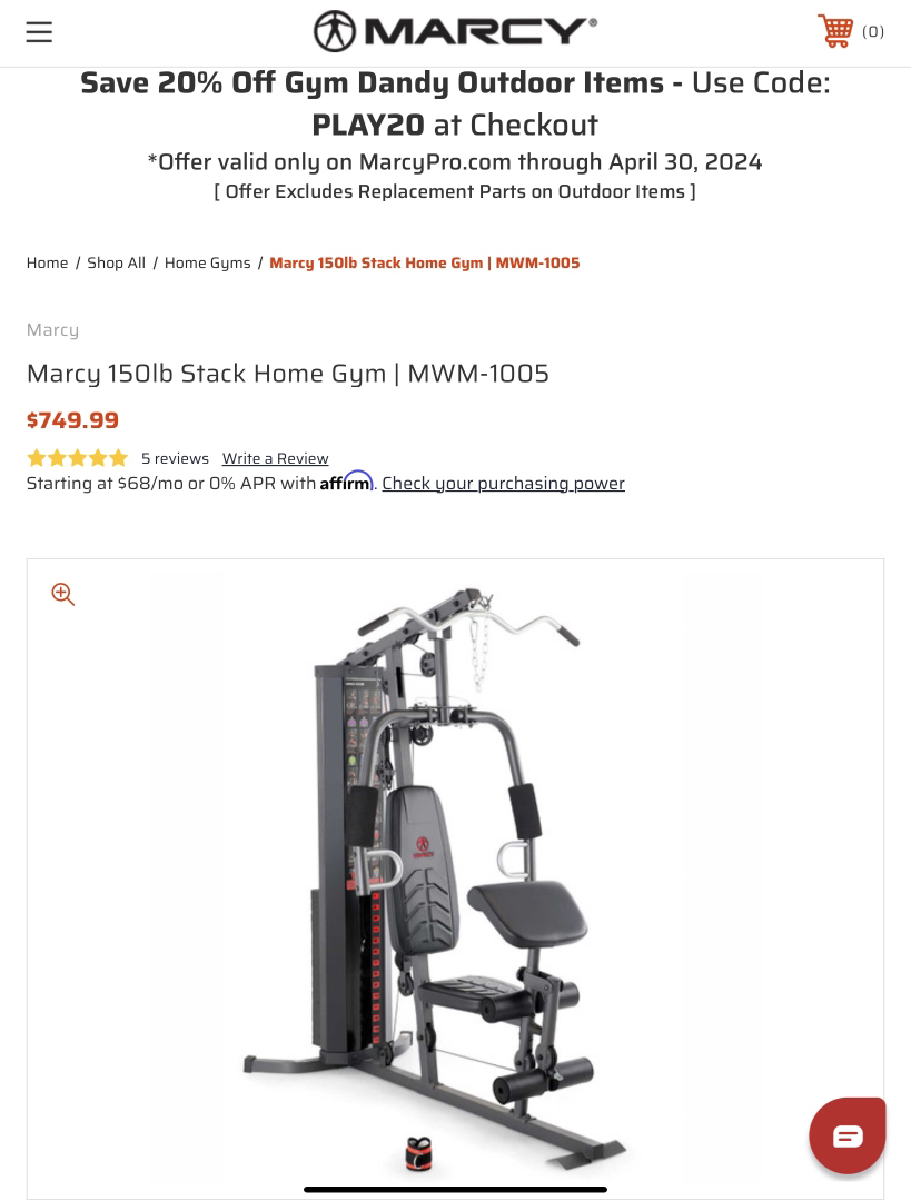 Marcy 68 kg (150 lb.) Stack Home Gym MWM1005 - photo 5