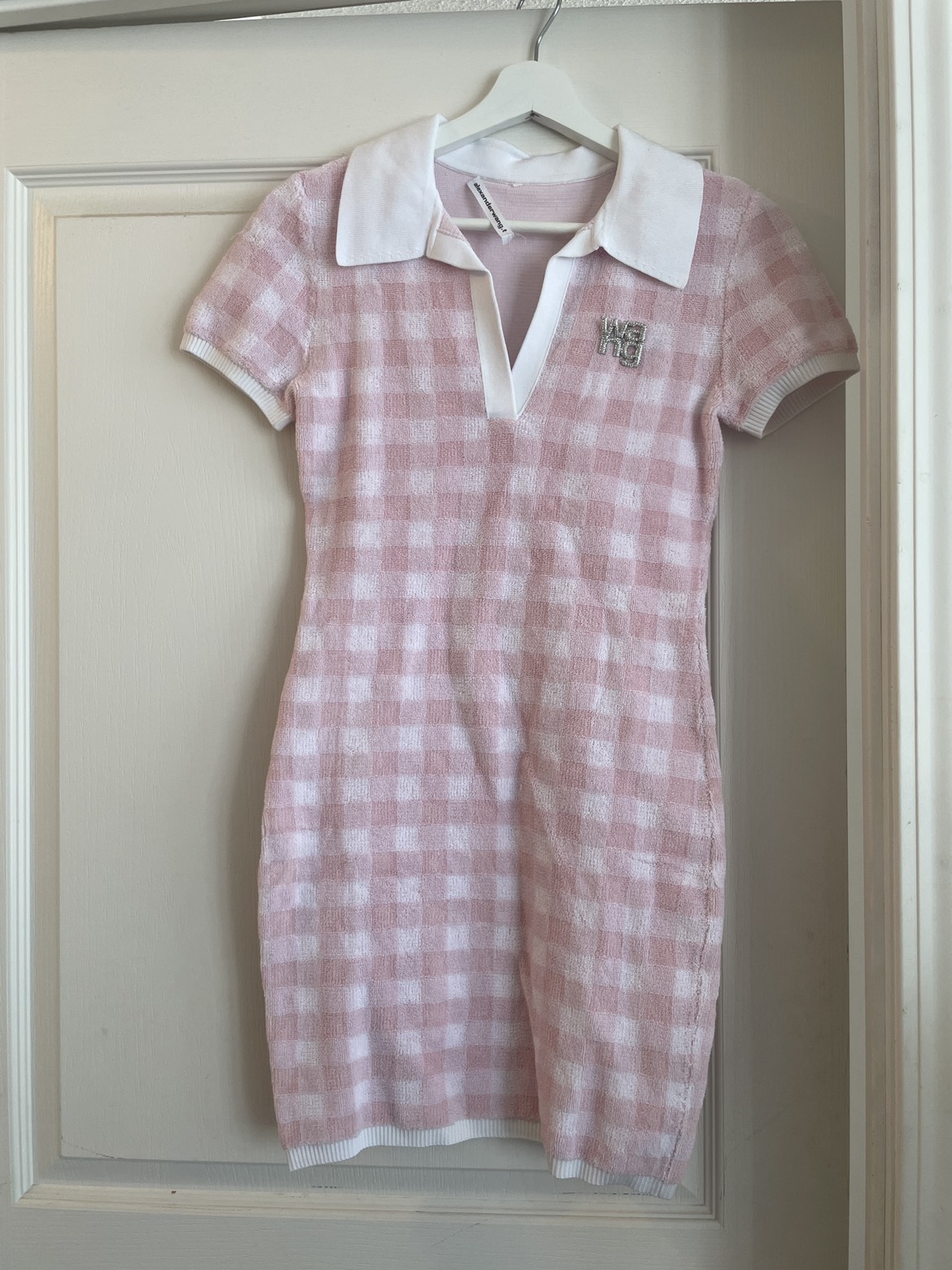 Alexander Wang Towel Gingham Polo Dress pink