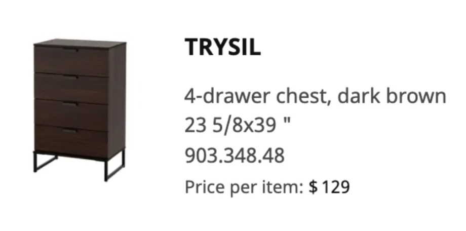 TRYSIL Ikea 4 drawer chest - photo 2