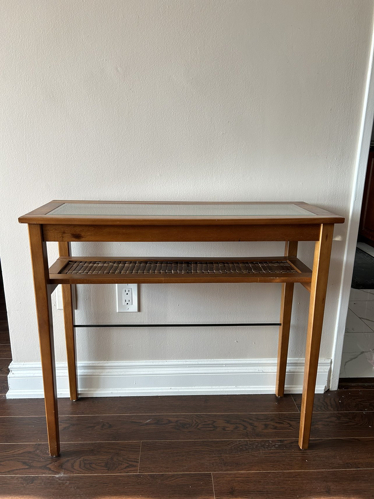 Entrance table, wood and glass - photo 2