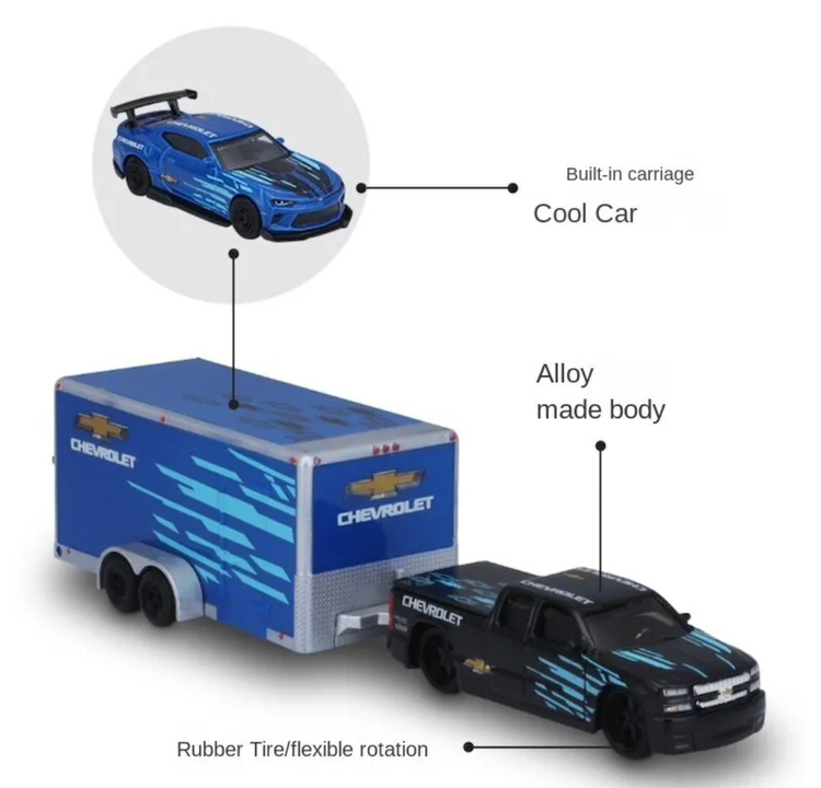TG Maisto 1:64 Metal Toy Car Silverado Pickup Trailer & Camaro image indicator(5)