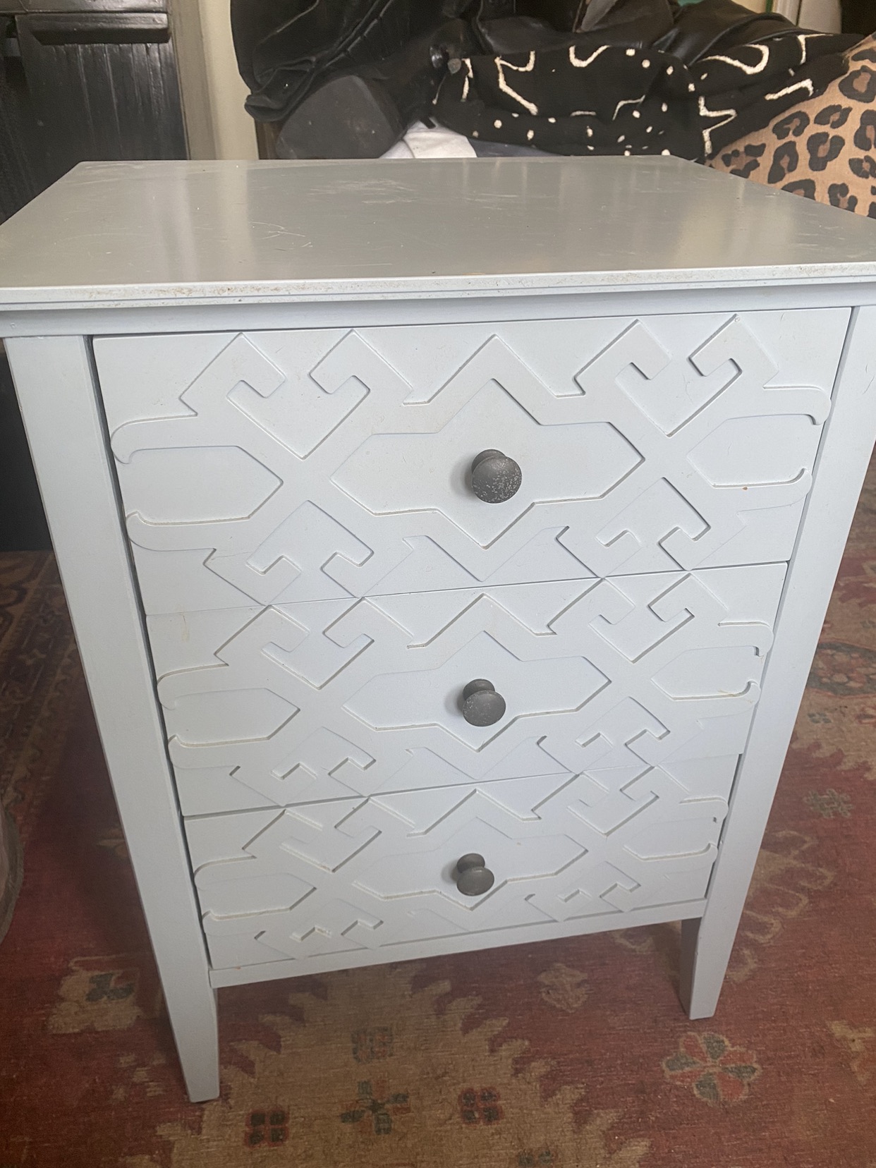 2 powder blue accent end tables
