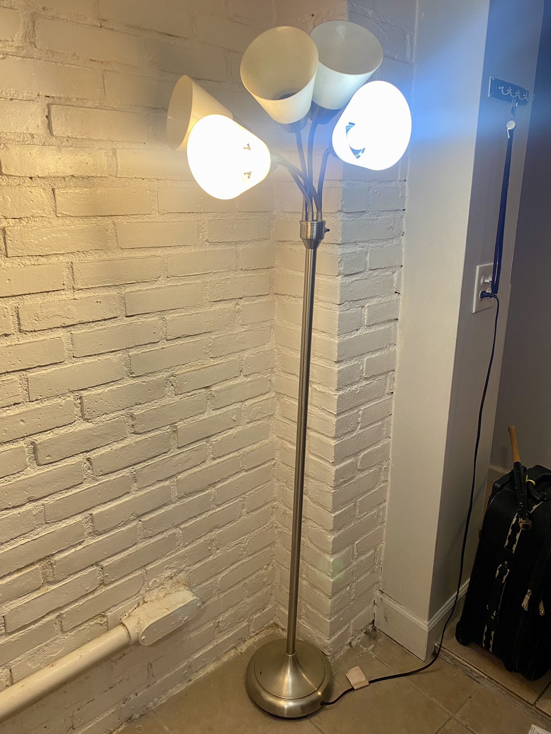 Multi Head 5 Light Floor Lamp with White Shades