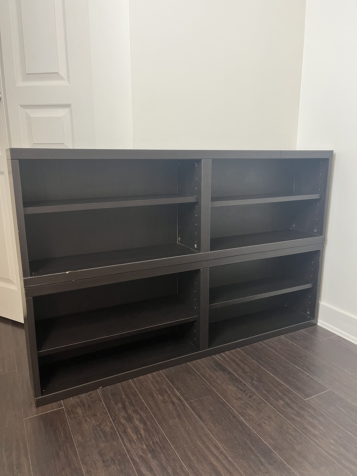 Shelf Bookcase Storage Unit - Brown Black Wood thumbnail