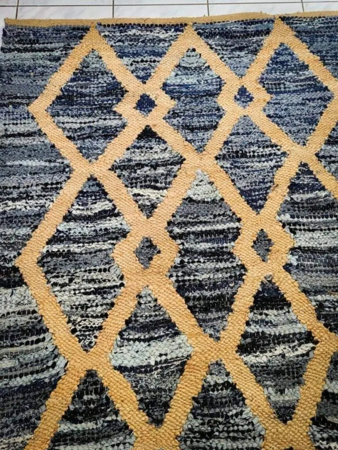 Blue/Beige Knotted Rug - photo 3