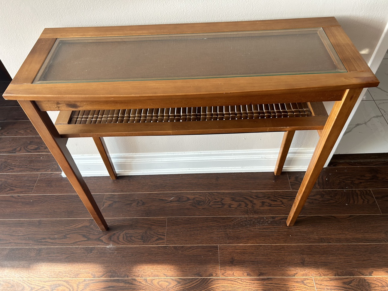 Entrance table, wood and glass - photo 3