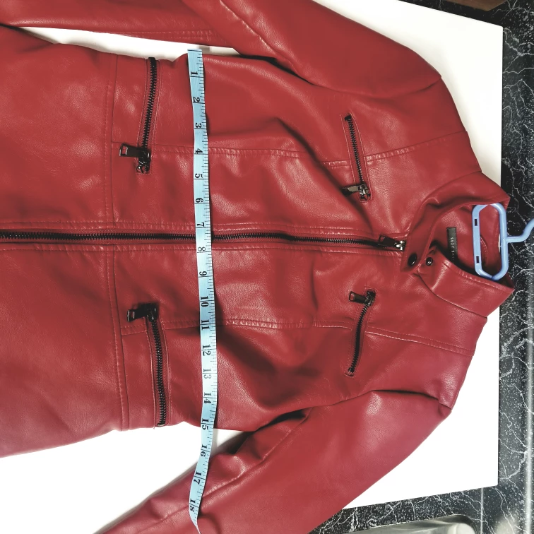 BRAND NEW Red Faux Leather Jacket - Biker, moto Women's XS image indicator(8)
