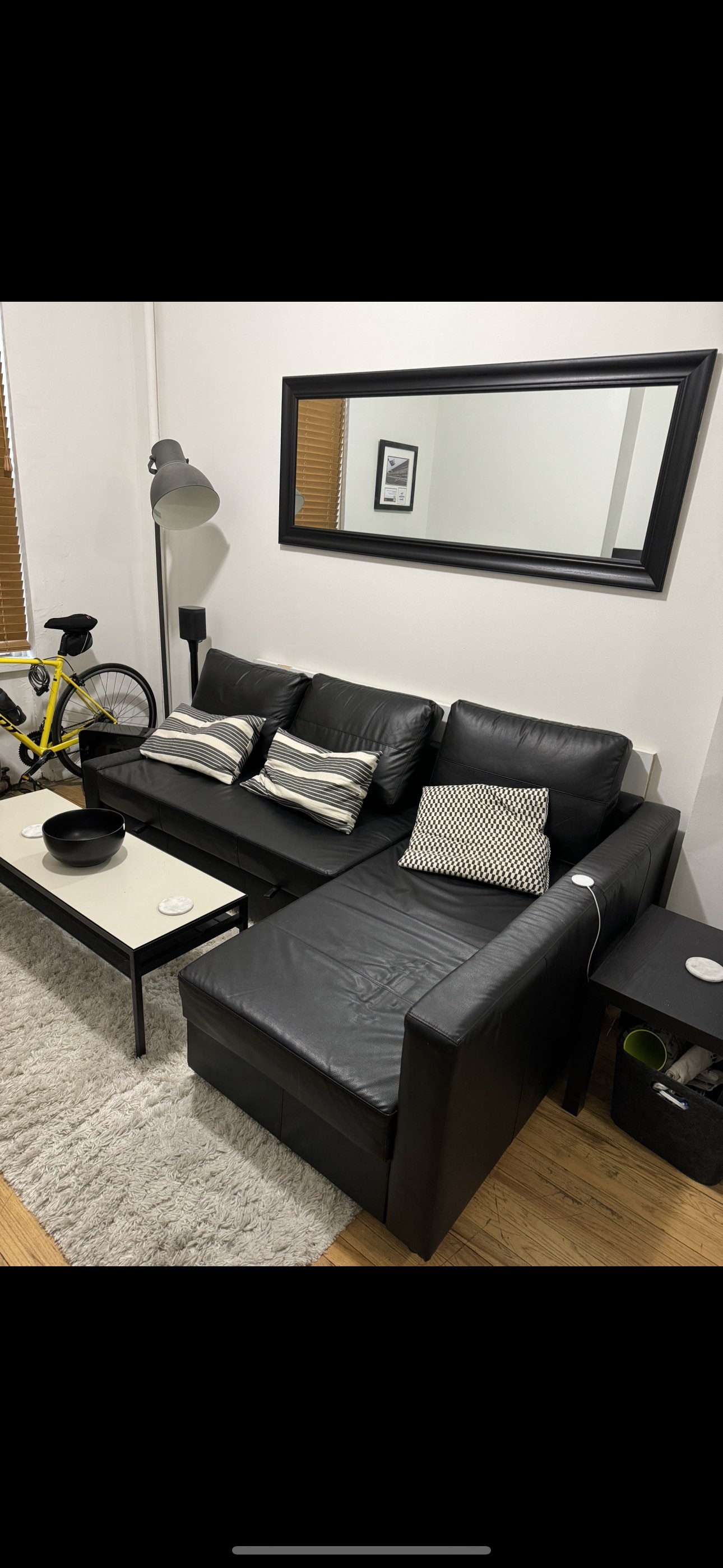 Couch that expands to be a bed with storage.