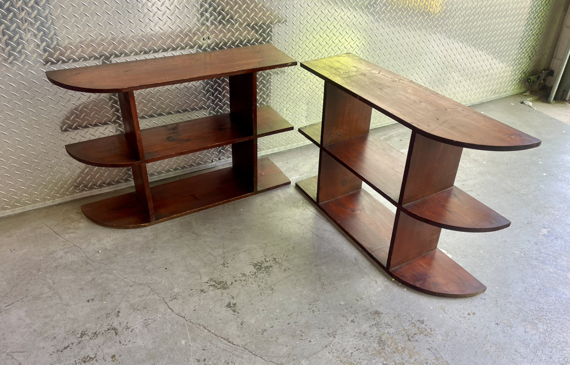 Vintage Solid Wood 2 Piece Corner Bookshelf Set - photo 4