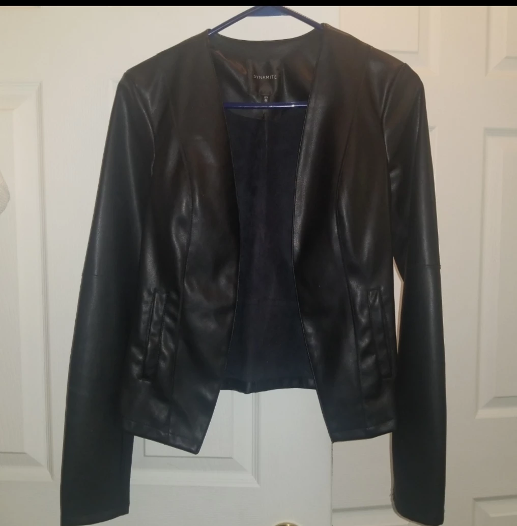 Faux Leather Jacket, Black