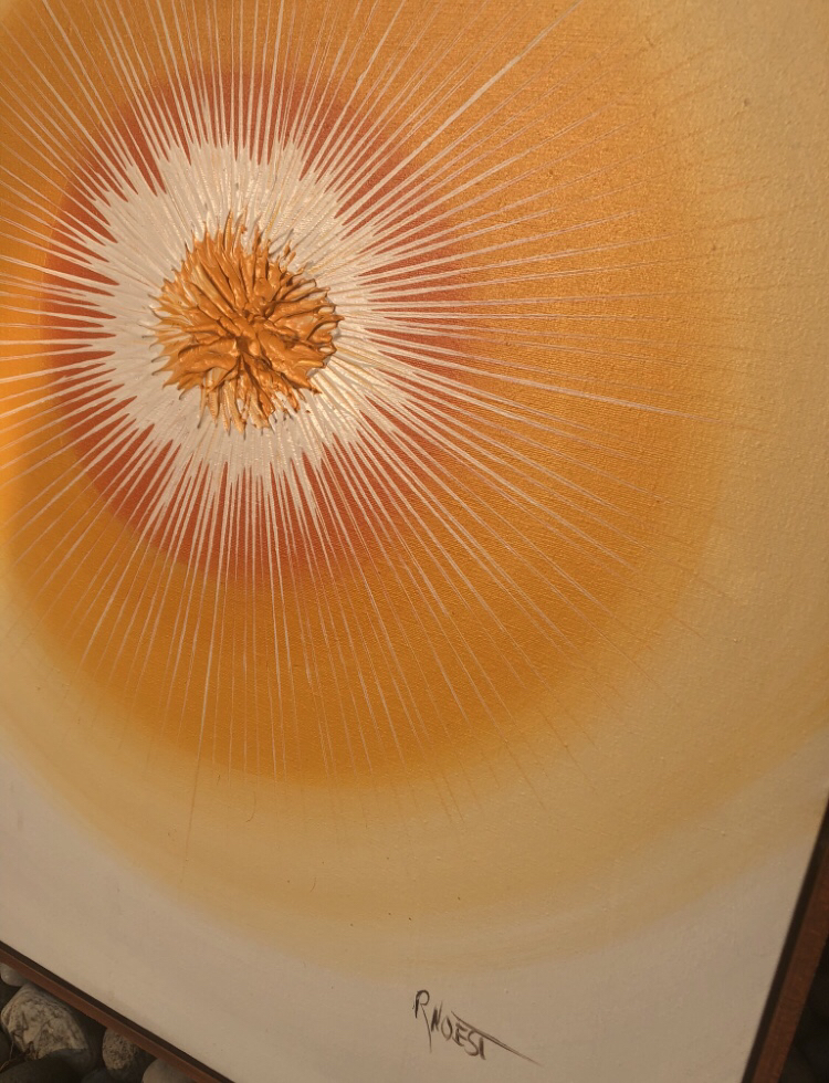 Vintage MCM Sunburst Acrylic Painting image indicator(2)