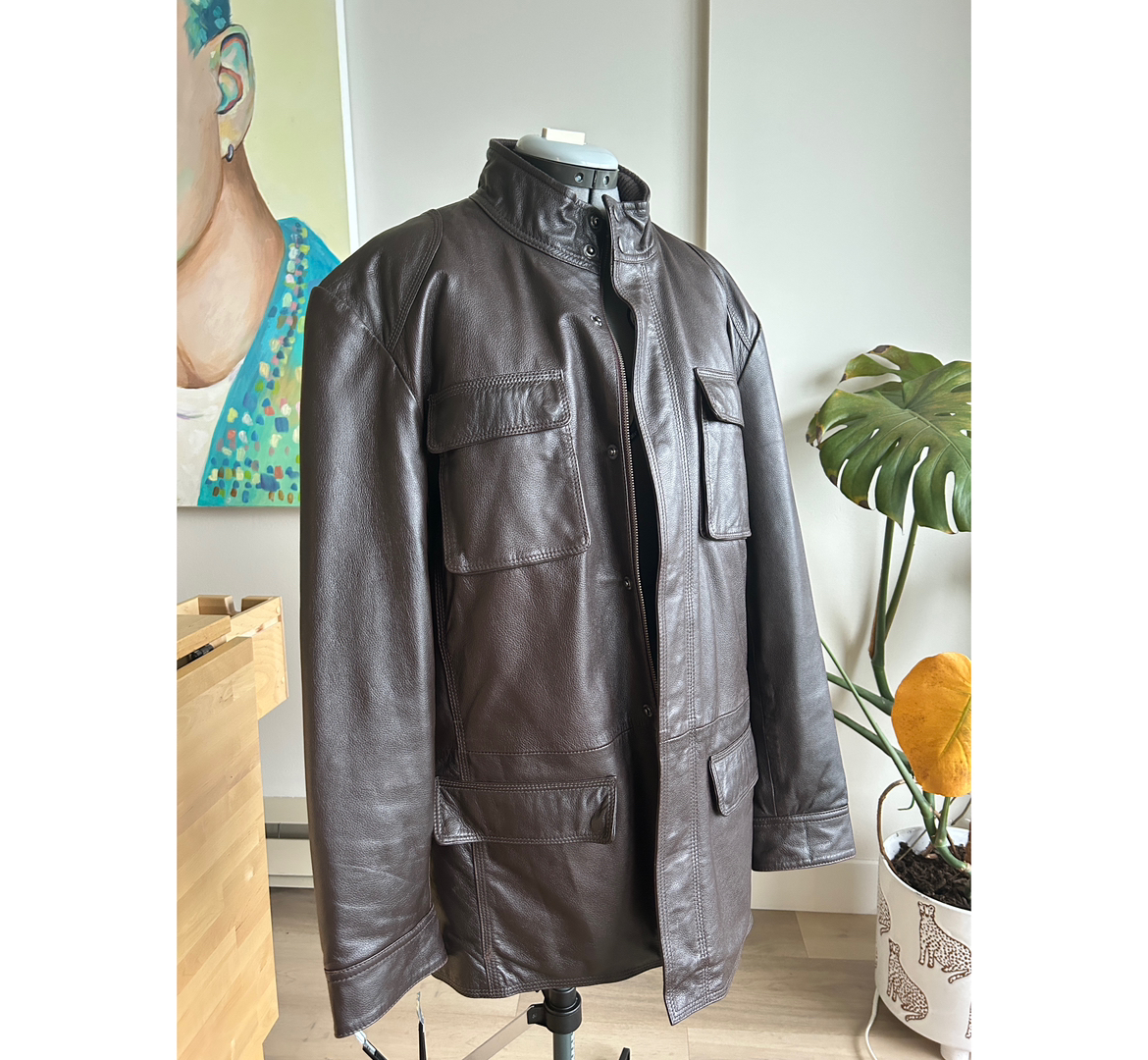 Black Brown 1826 Leather Jacket with lots of pockets image indicator(2)