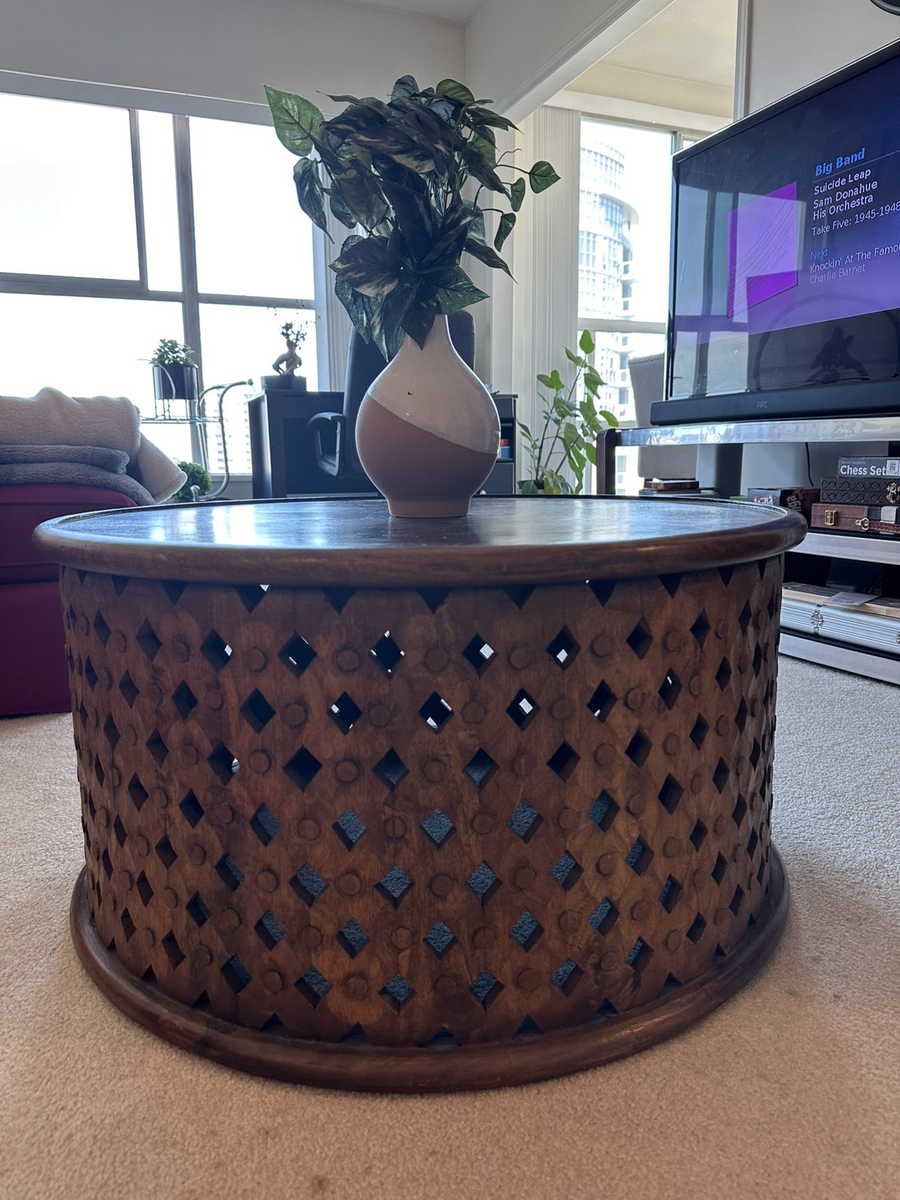 Hand crafted Wood Round Coffee Table - photo 3