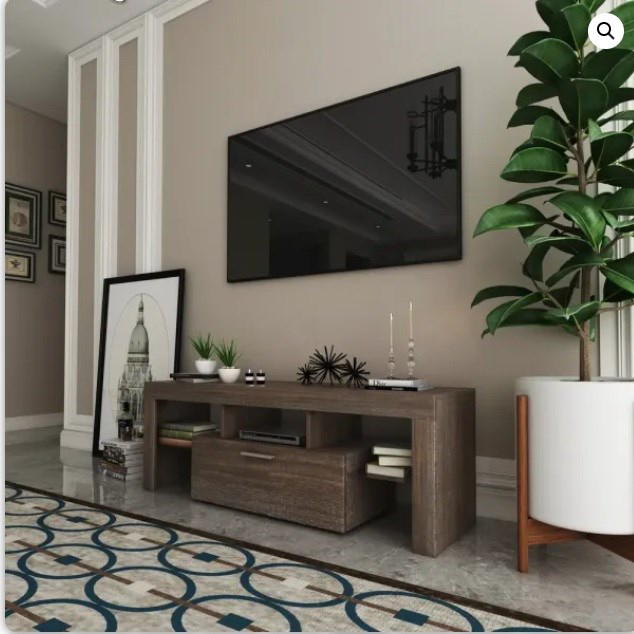 Modern Brown LED TV Stand with Storage Drawer - photo 2