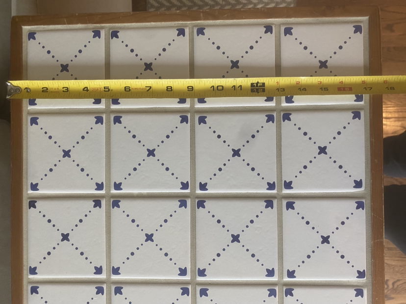 White & Blue Tile Side Table