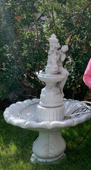 White Stone Garden Statue Water Fountain thumbnail