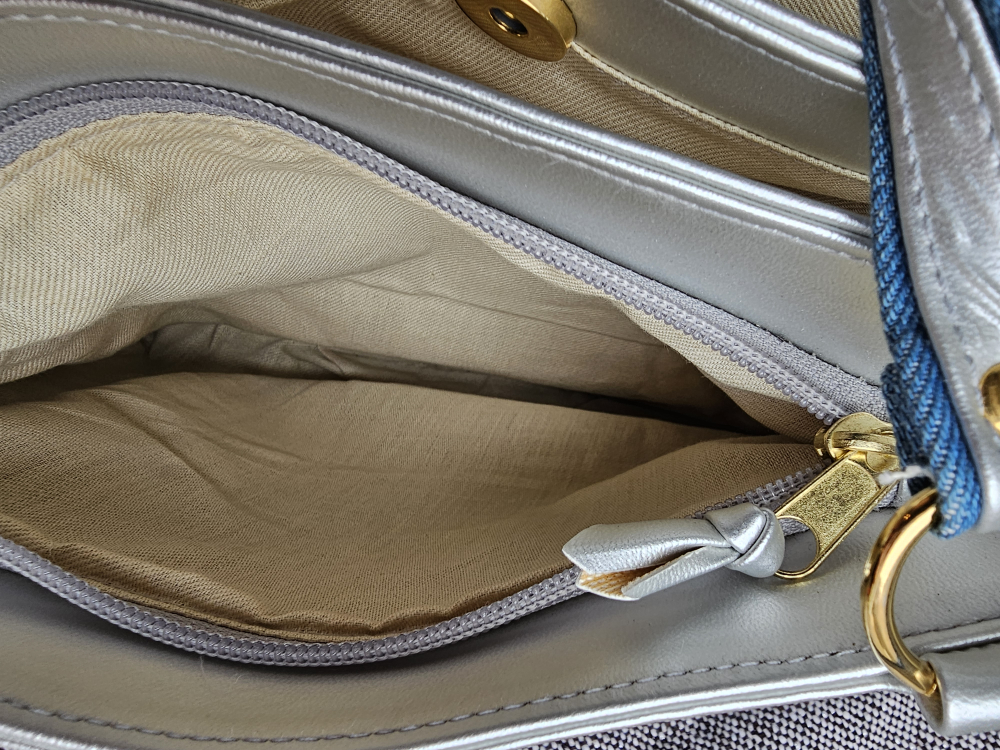 Jean and Silver Shoulder purse with Woven Front image indicator(4)