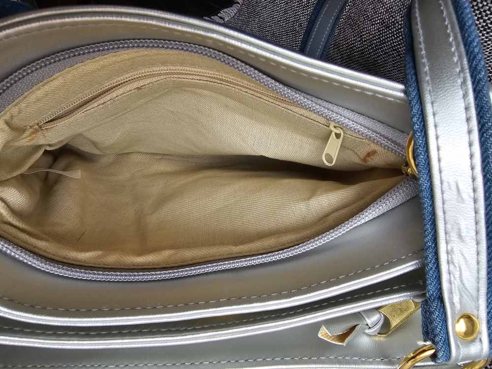 Jean and Silver Shoulder purse with Woven Front image indicator(6)