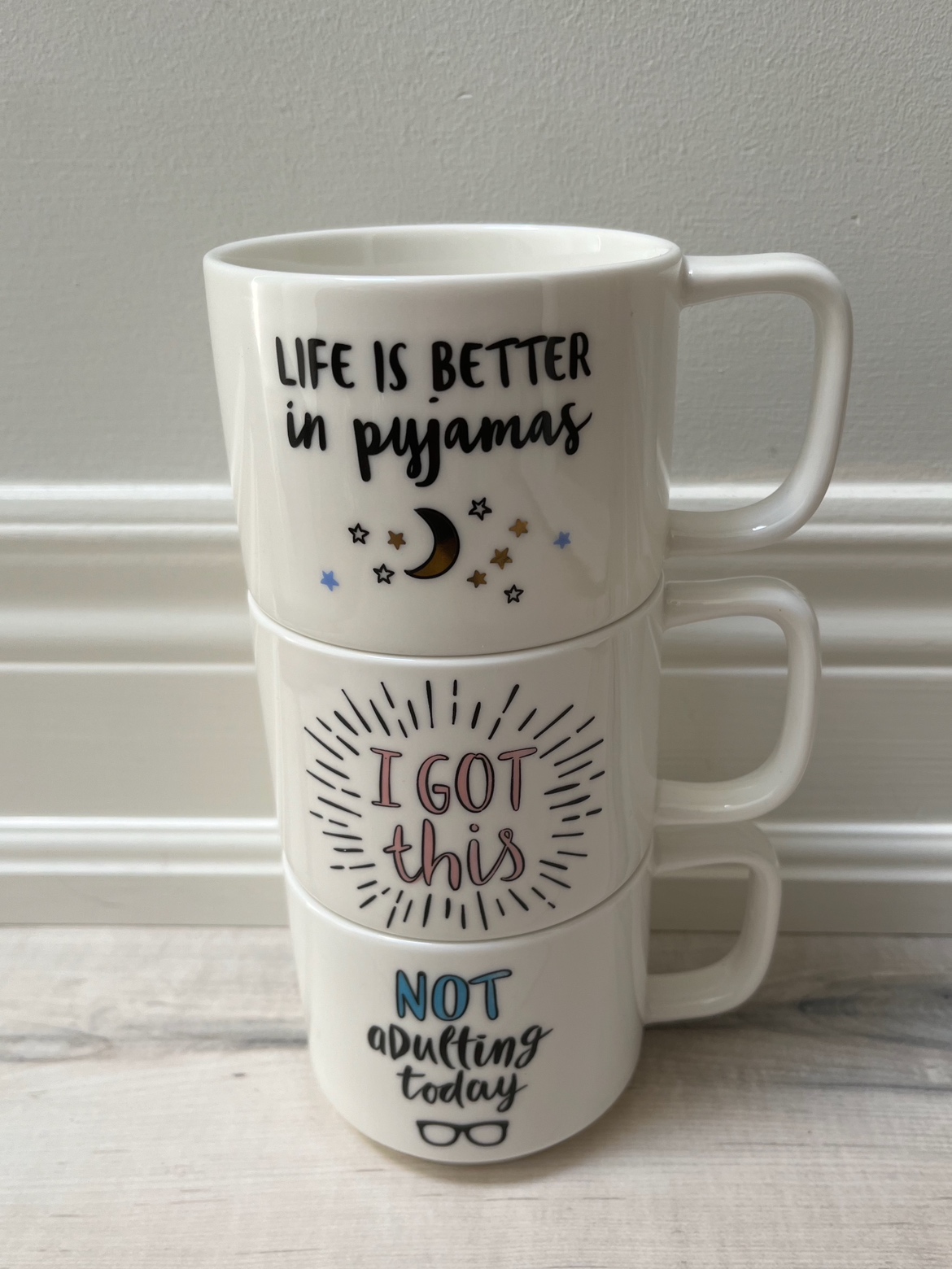 Set of 3 Stacking Coffee or Tea Mugs thumbnail
