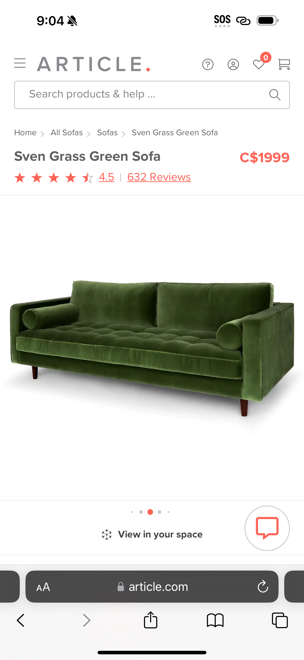 Article Green Velvet Sofa - photo 5