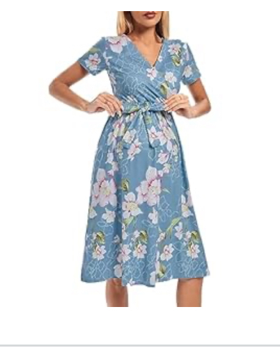 Maternity dress (light blue& floral)
