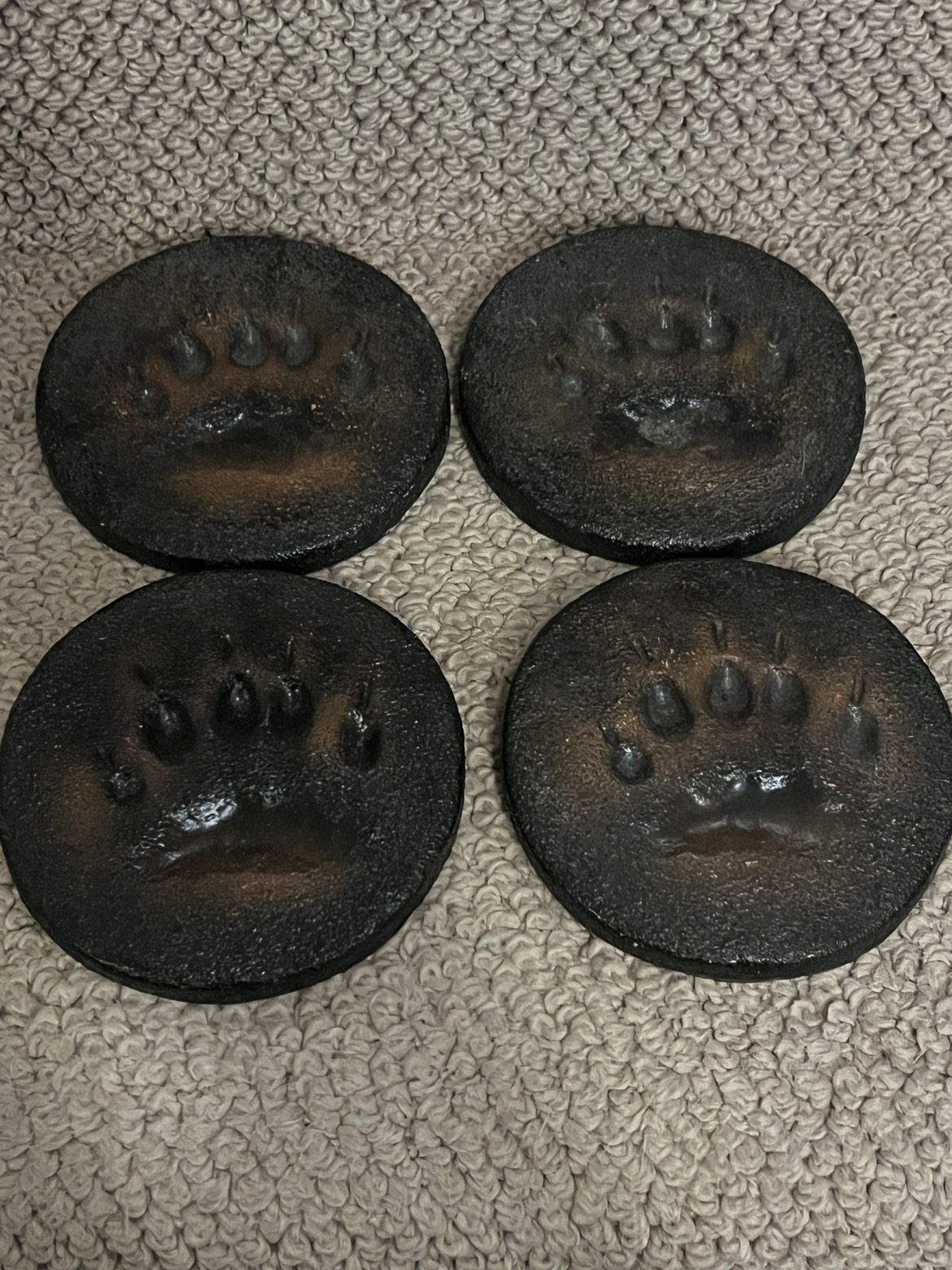 See of 4 bear paw print coasters- porcelain thumbnail