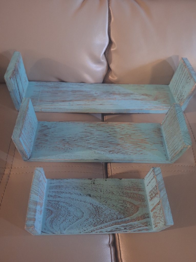 Rustic Blue U Shaped Shelving