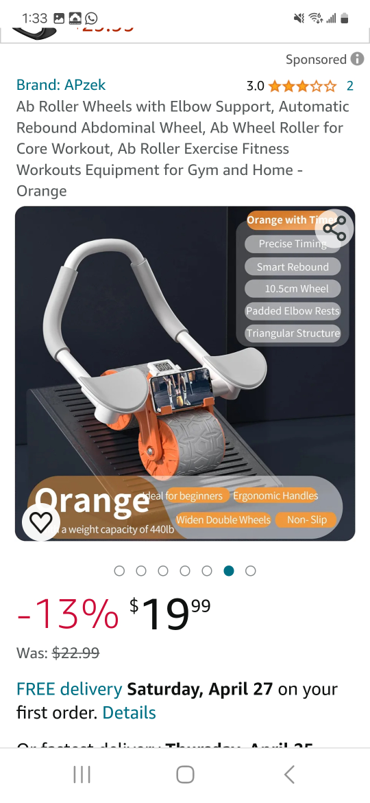 AB ROLLER WHEEL WITH ELBOW SUPPORT thumbnail