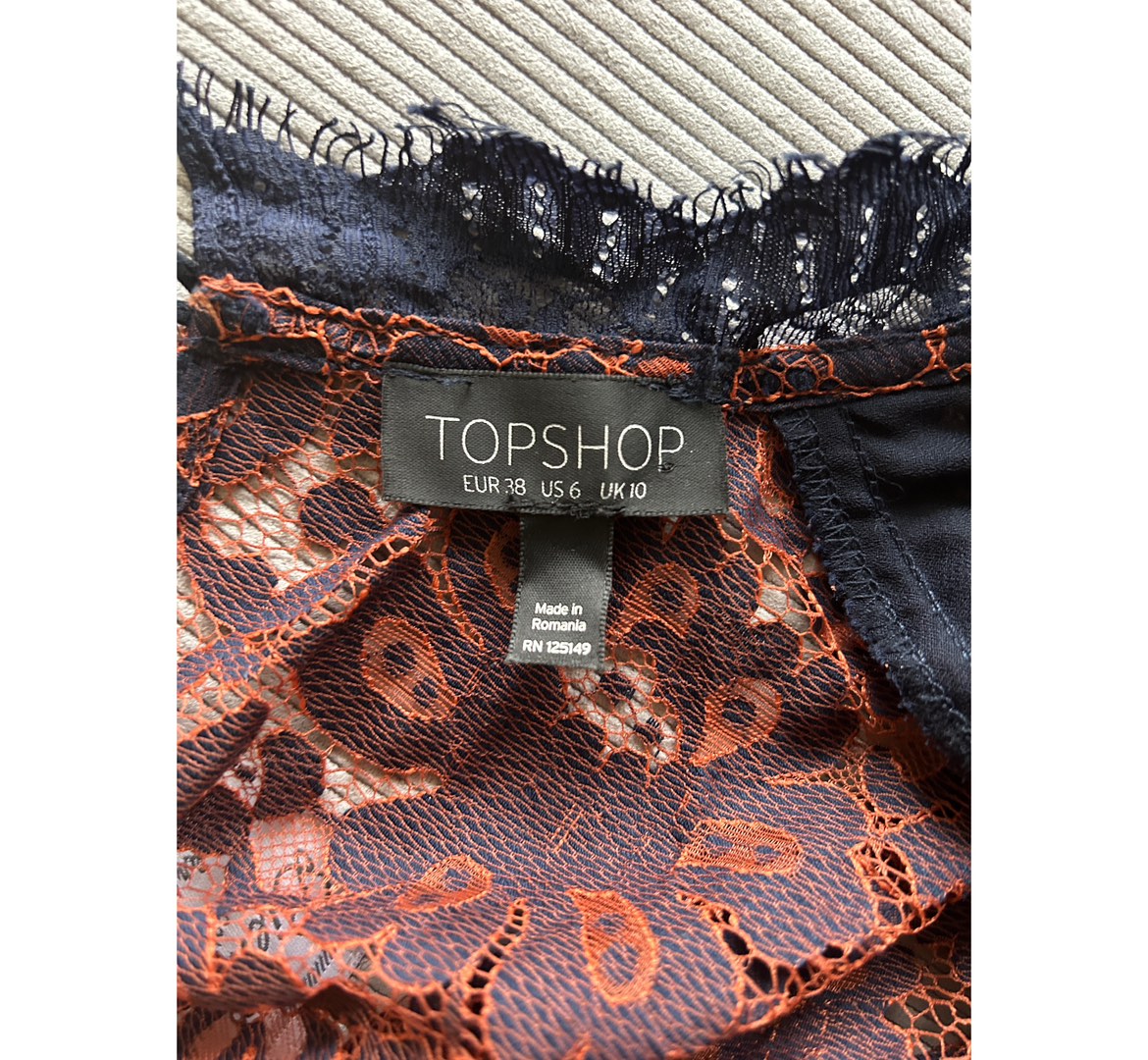 Topshop Navy Copper Lace Dress image indicator(6)